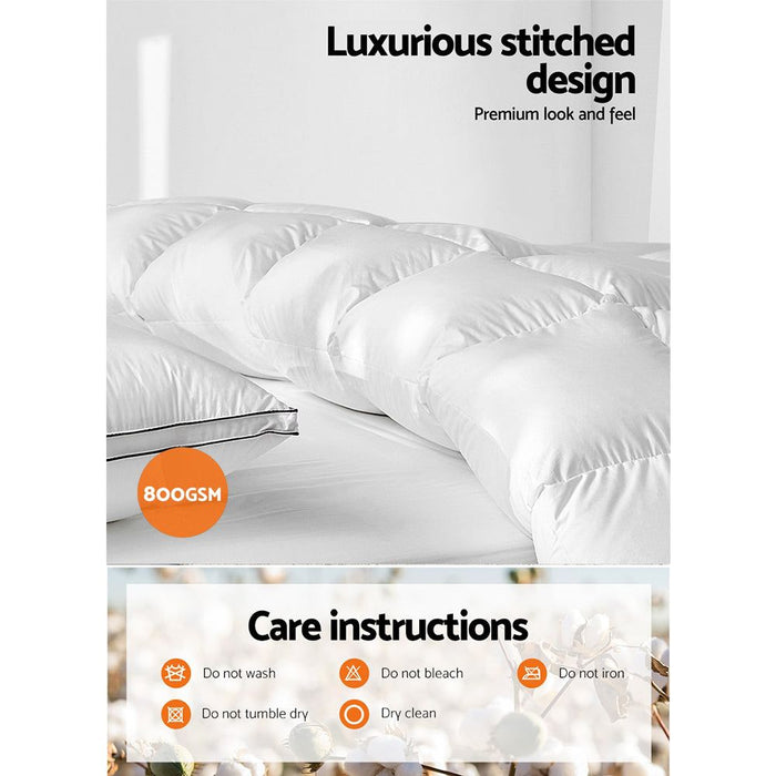 Giselle Bedding Queen Size 800GSM Goose Down Feather Quilt -Home Living Store - -