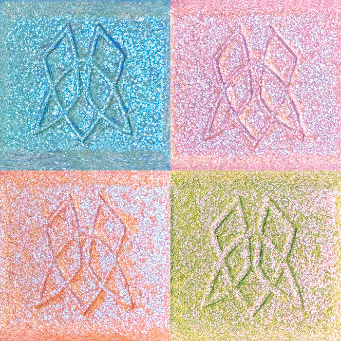 Close-up collage of all four shadows in the Glow Quad.