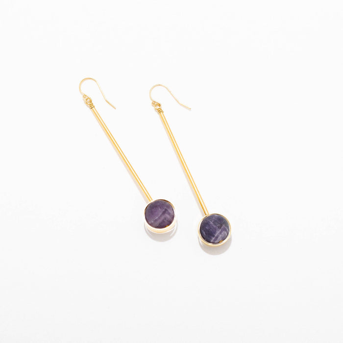 Gold Plated and Gemstone Aberrant Earrings