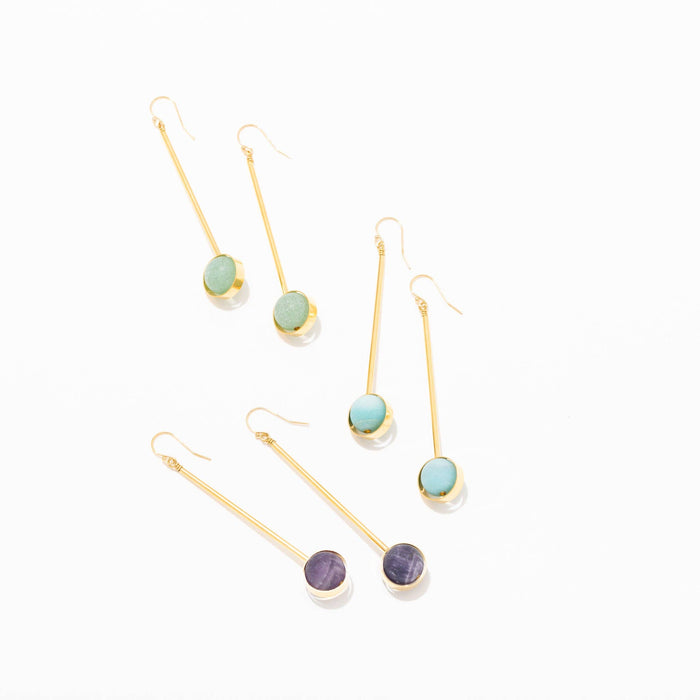 Gold Plated and Gemstone Aberrant Earrings