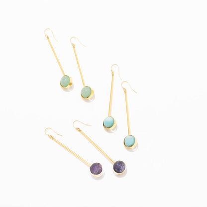 Gold Plated and Gemstone Aberrant Earrings