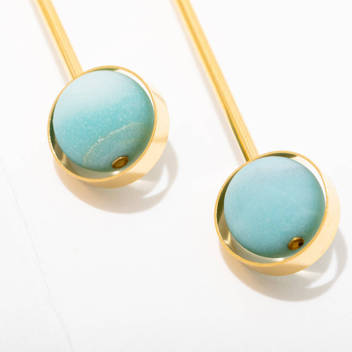 Gold Plated and Gemstone Aberrant Earrings