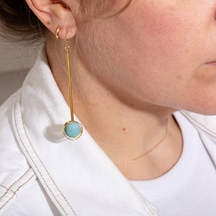 Gold Plated and Gemstone Aberrant Earrings
