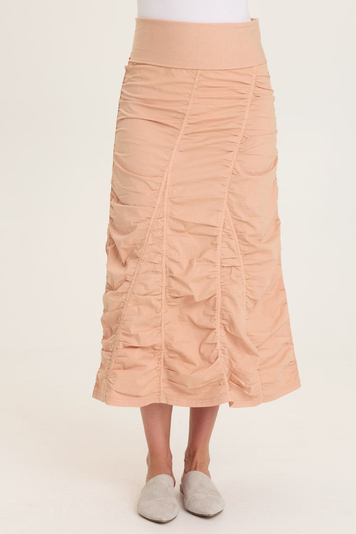 Wearables Poplin Gored Shirred Midi Skirt