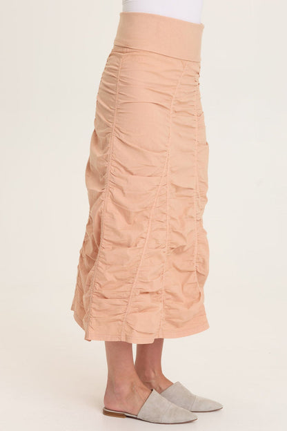 Wearables Poplin Gored Shirred Midi Skirt