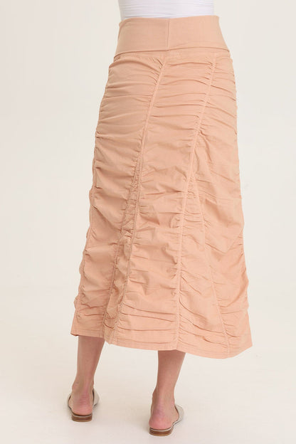 Wearables Poplin Gored Shirred Midi Skirt