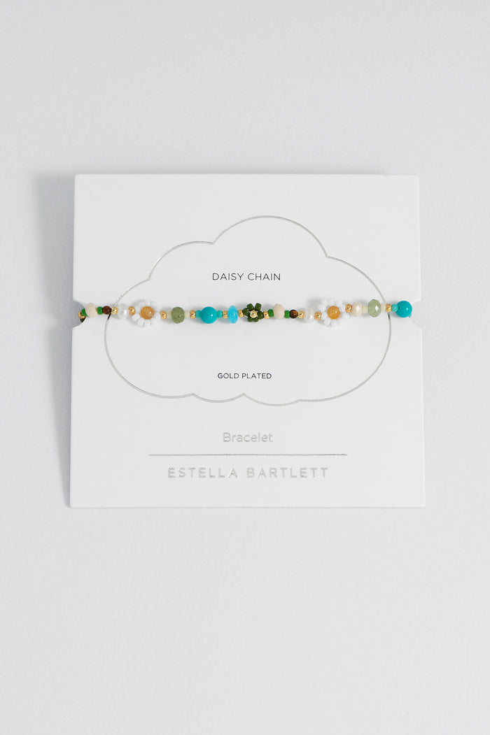 Green Beaded Flower Bracelet