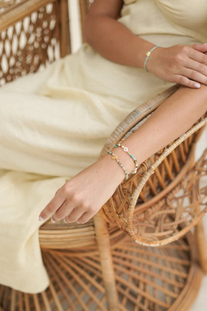 Green Beaded Flower Bracelet