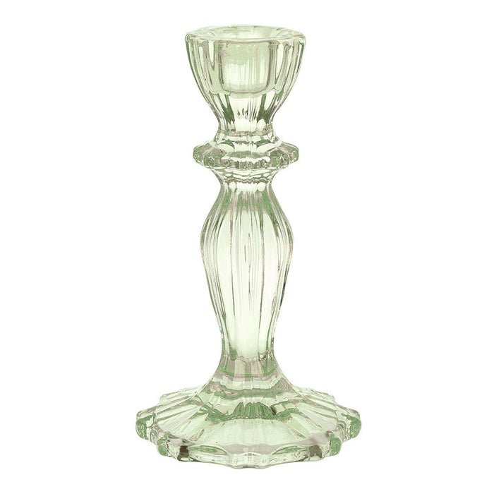 Green Glass Candle Holder | Valentines Decor |
