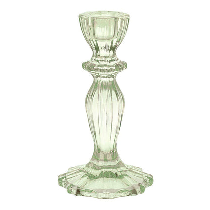 Green Glass Candle Holder | Valentines Decor |