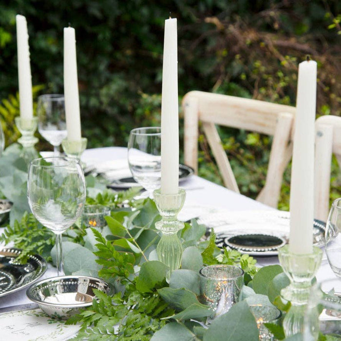 Green Glass Candle Holder | Valentines Decor |