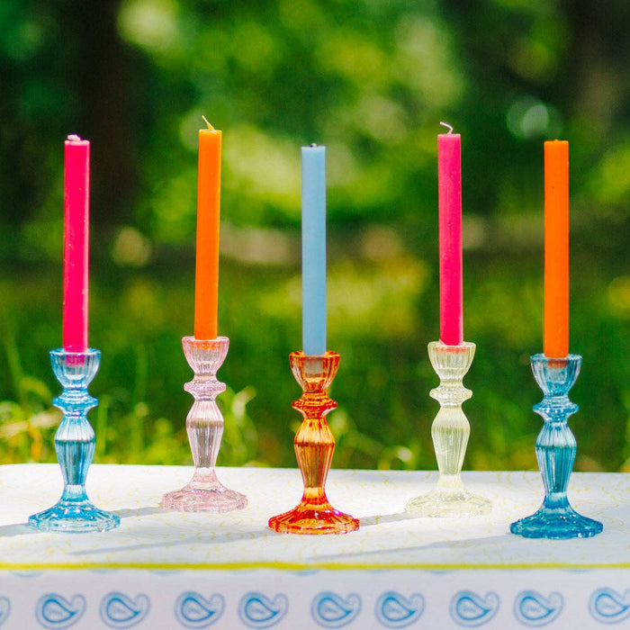 Green Glass Candle Holder | Valentines Decor |
