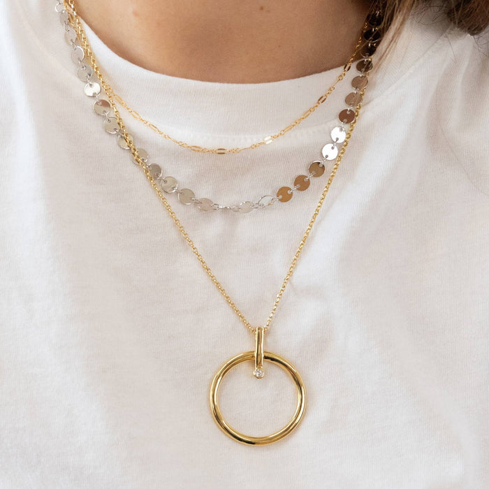 Halo 14k Gold Plate CZ Pendant Necklace - On Sale 🤑
