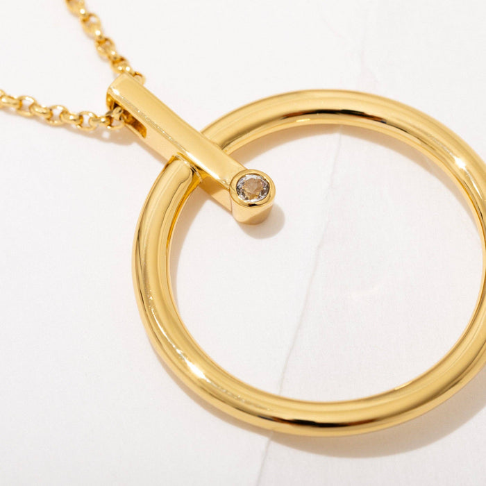 Halo 14k Gold Plate CZ Pendant Necklace - On Sale 🤑