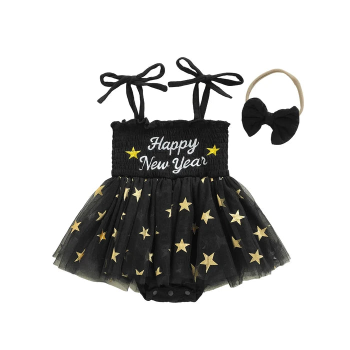 HAPPY NEW YEAR Stars Romper Dress