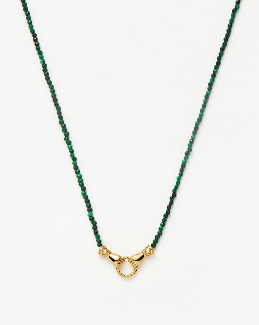 Harris Reed In Good Hands Mini Beaded Gemstone Necklace | 18ct Gold Plated/Malachite Necklaces Missoma