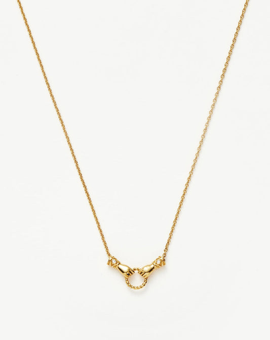 Harris Reed In Good Hands Mini Pendant Slider Necklace | 18ct Gold Plated/Cubic Zirconia & Black Onyx Necklaces Missoma