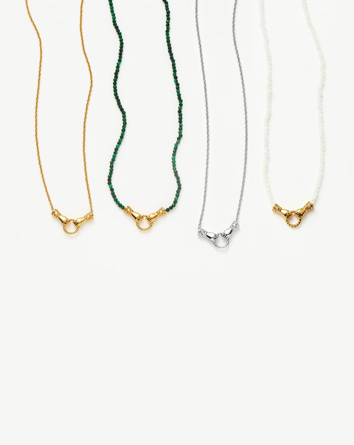 Harris Reed In Good Hands Mini Pendant Slider Necklace | Silver Plated/Cubic Zirconia & Black Onyx Necklaces Missoma
