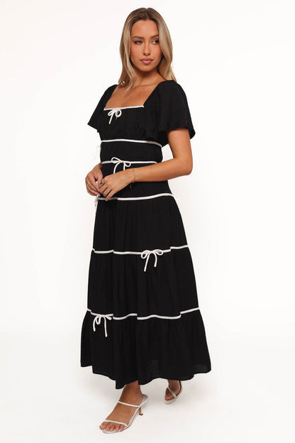 Petal and Pup USA DRESSES Harvey Maxi Bow Dress - Black/White (Hold for Rack)