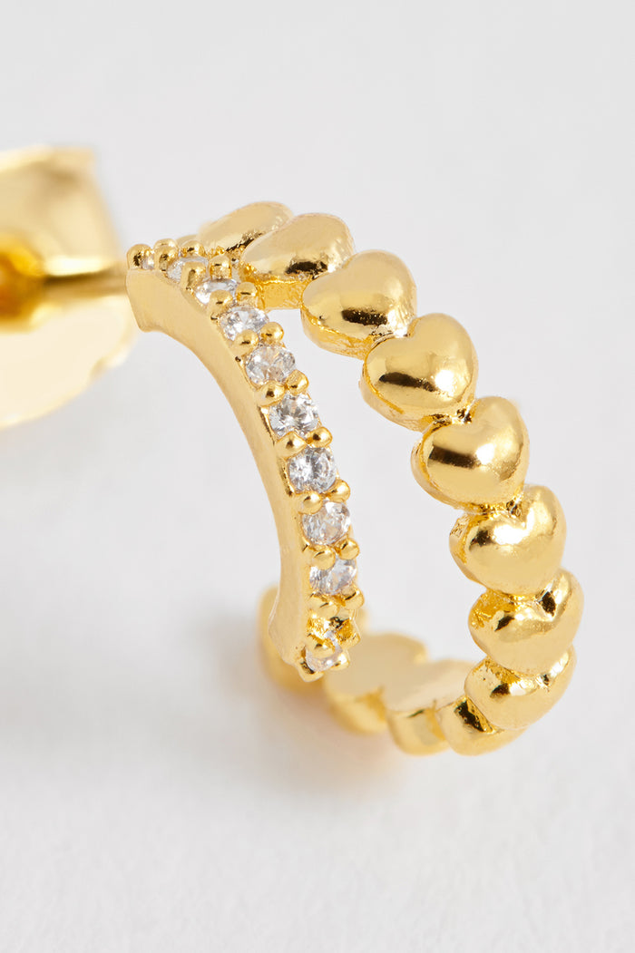 Heart and CZ Double Illusion Huggies