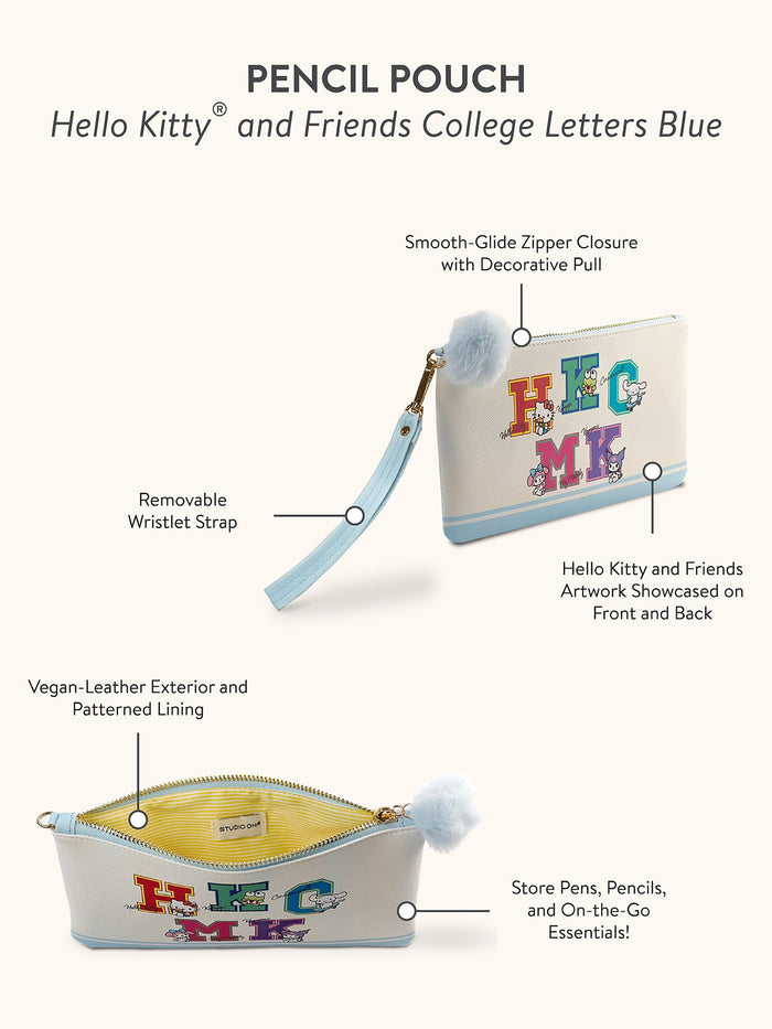Hello Kitty and Friends x Studio Oh! College Letters Blue Pencil Pouch Stationery Studio Oh!