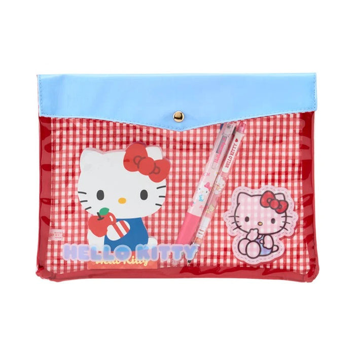 Hello Kitty Gingham Flat Pouch Stationery Japan Original