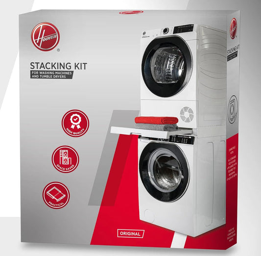 Hoover  | Candy Universal Stacking Kit with Sliding Shelf for Washing Machines and Dryers - Suitable for Washing Machines with Depth 47-62 cm - Space-Saving - Easy to Install - White - Universal