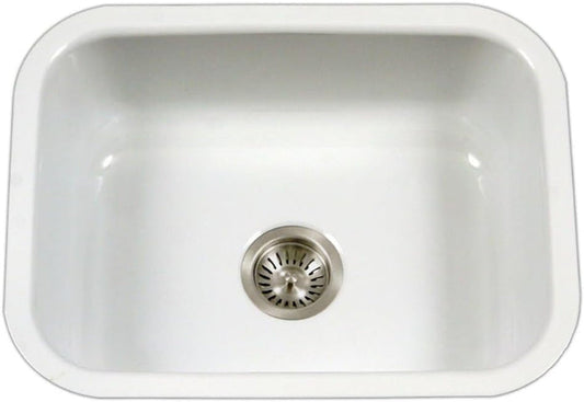 Houzer Porcelain Enamel Stainless Steel Porcela Series Undermount Single Bowl Kitchen Sink