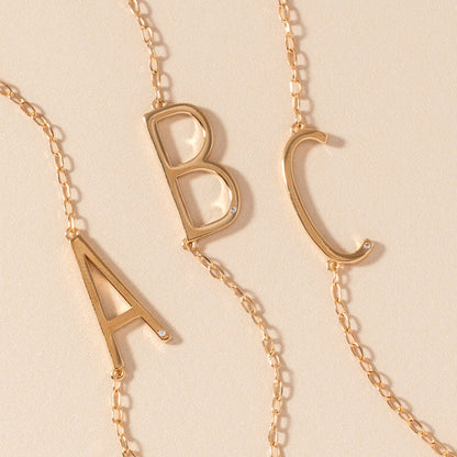Initial B Precious Elongated Necklace