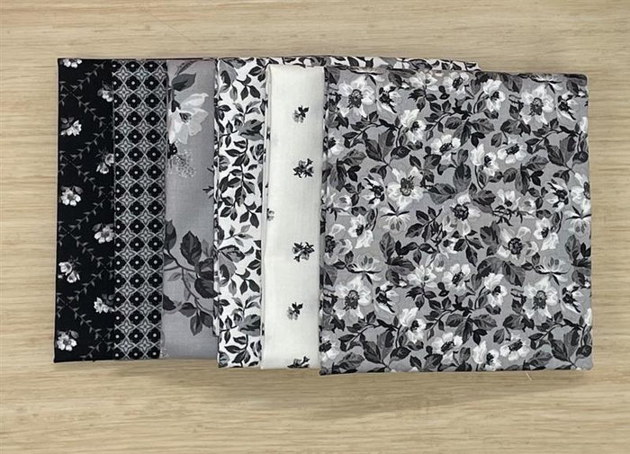 Ink and Ivory Half Yard Fabric Bundle (6)