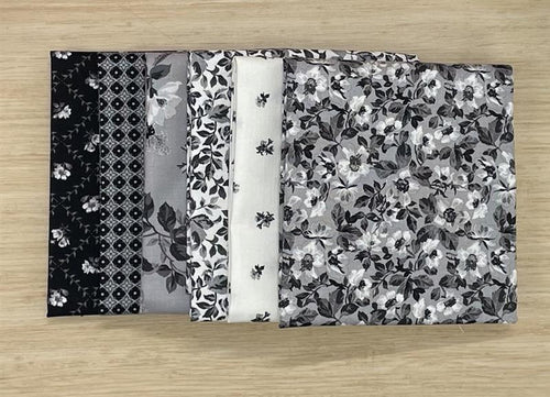 Ink and Ivory Half Yard Fabric Bundle (6)