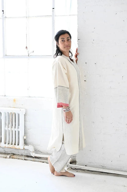Ivory Cherry Tribeca Button Down Kaftan