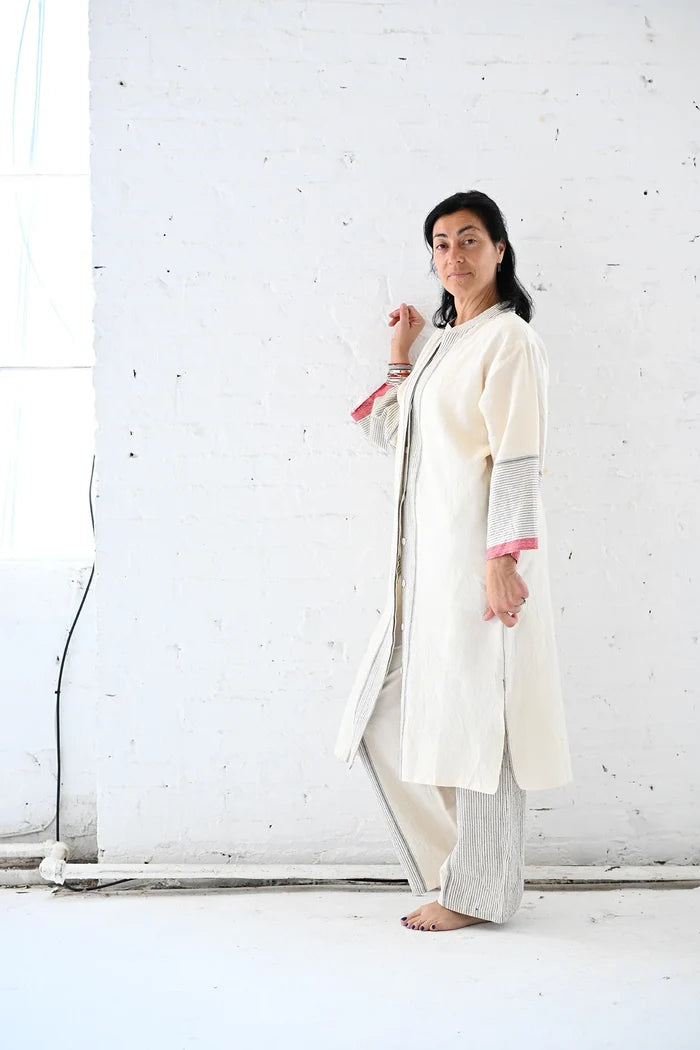 Ivory Cherry Tribeca Button Down Kaftan