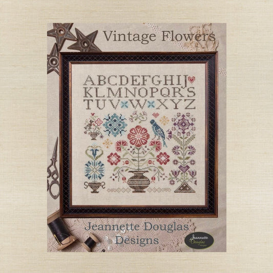 Jeannette Douglas Designs - Vintage Flowers 1 - Booklet Chart and/or Roxy Floss Conversion