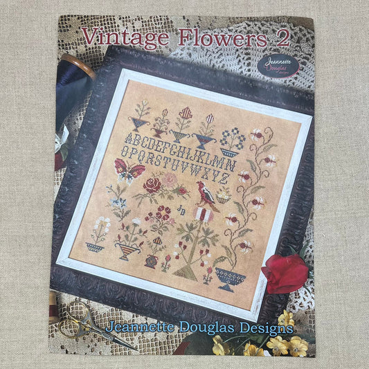 Jeannette Douglas Designs - Vintage Flowers 2 - Booklet Chart and/or Roxy Floss Conversion