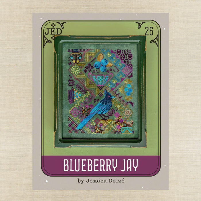 JEDxStitch - Blueberry Jay - Booklet Chart IH and/or Roxy Floss Co Floss