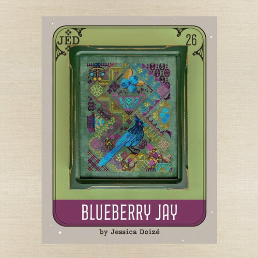 JEDxStitch - Blueberry Jay - Booklet Chart IH and/or Roxy Floss Co Floss