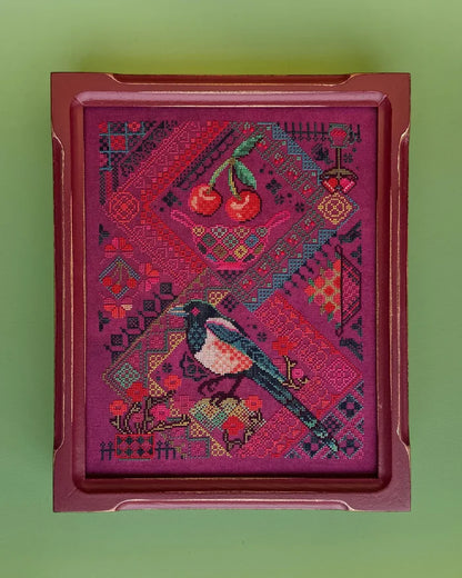 JEDxStitch - Cherry Magpie - Booklet Chart IH and/or Roxy Floss Co Floss