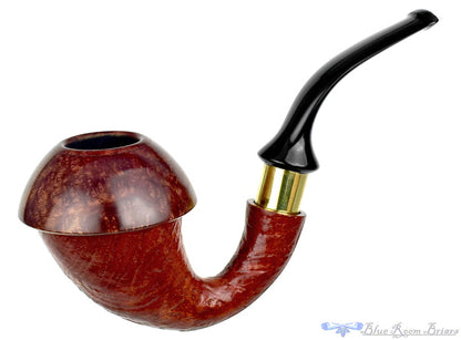 Blue Room Briars is proud to present this Johny Pipes Calabah 2021 Sandblast Calabash with Brass