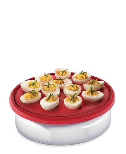 Joie Deviled Egg Platter & Cover - Red