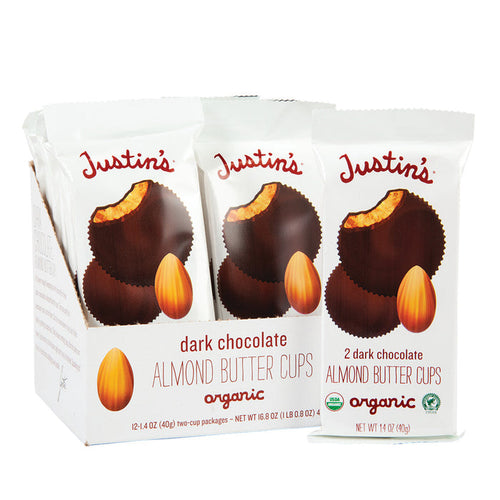 Justin's Dark Chocolate Almond Peanut Butter Cup Candy 2 Pack - 12 Count