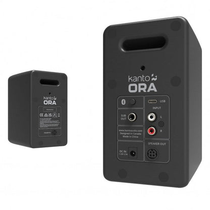 Kanto ORA 100W Powered Reference Desktop Speakers with Bluetooth & SE2 Speaker Stands Package Black Black
