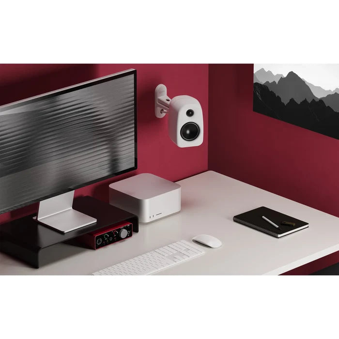 Kanto UKI 100W Bluetooth Desktop Speakers With SPW3 Universal Speaker Wall Mount Blue Blue