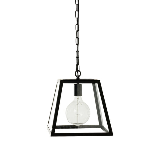 Karter 1 Light Cube Pendant Black 30x20x31cm
