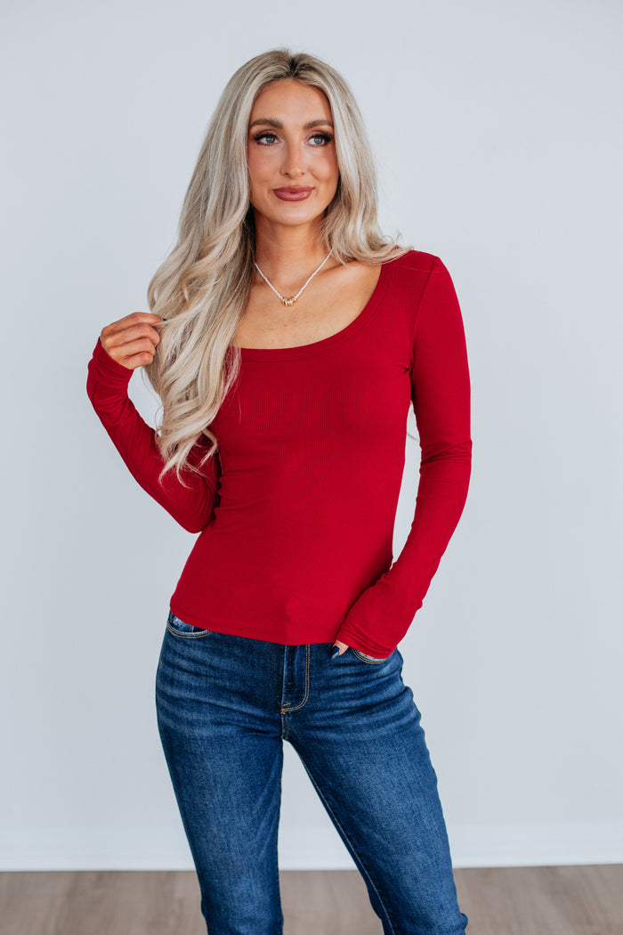 Kasen Ribbed Top - Ruby