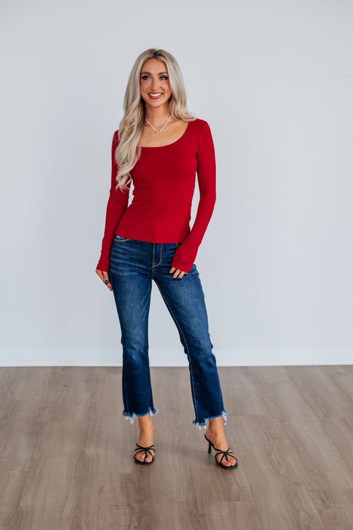 Kasen Ribbed Top - Ruby