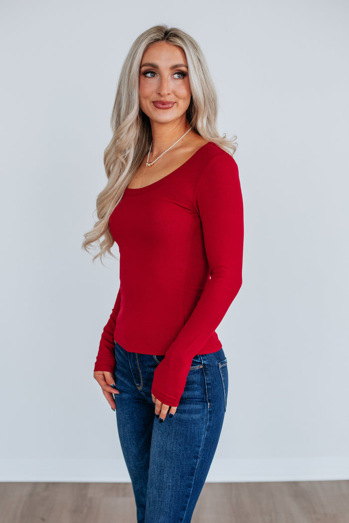 Kasen Ribbed Top - Ruby