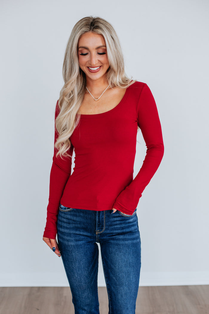 Kasen Ribbed Top - Ruby