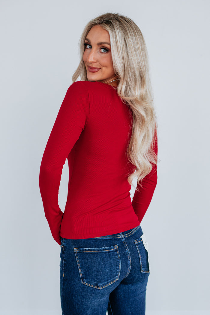 Kasen Ribbed Top - Ruby