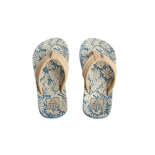 Kids Ahi - Blue/Tan Palm - Top View